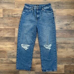 Express Relaxed Straight Blue Ripped Denim Jeans Woman’s 8 Regular